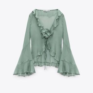 Zara Semi-sheer blouse with ruffles
